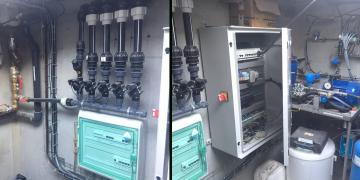 06 juillet 2018 : Installation du système d'arrosage et de l'armoire de commande dans le local technique